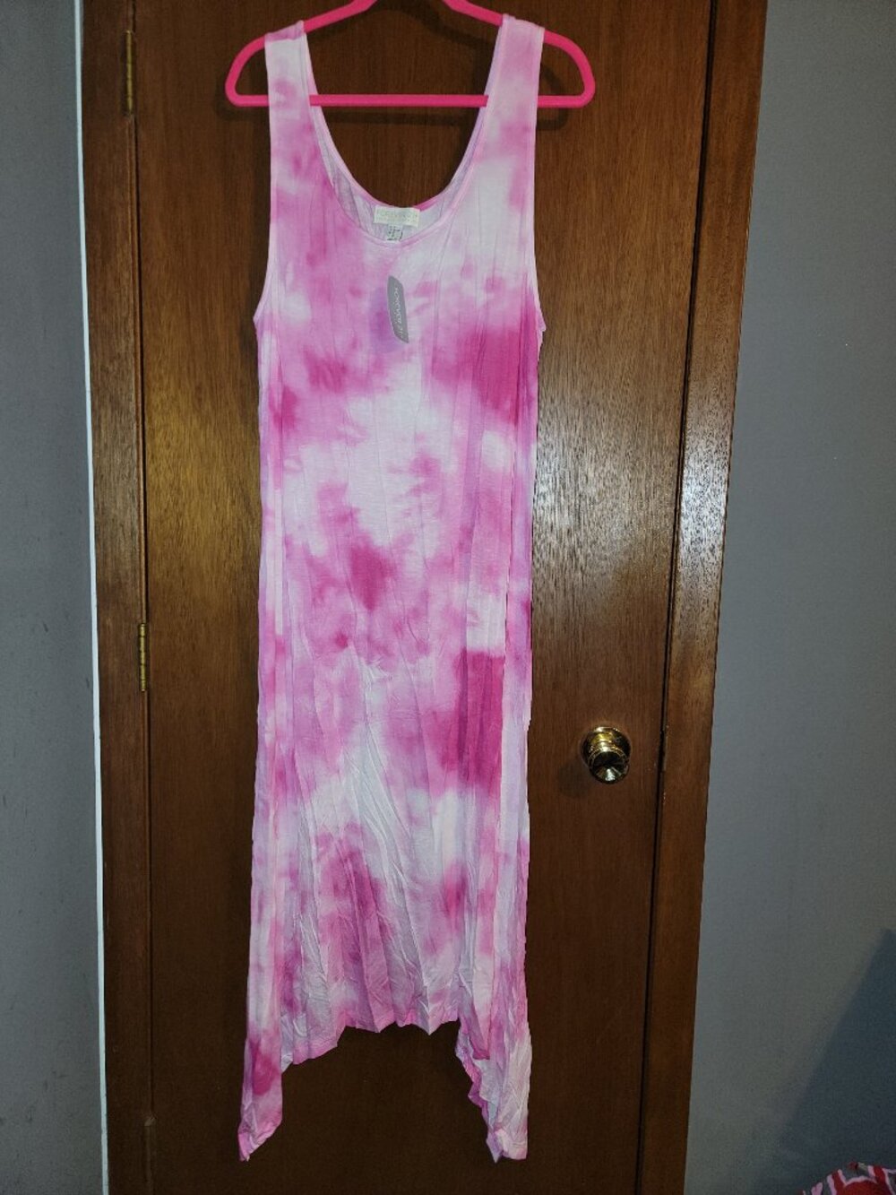 New Forever 21 3x Hot Pink White Tie Dye Tank Dress Swim Coverup 22 24